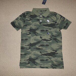 ABERCROMBIE KIDS GREEN CAMO POLO SHIRT SZ 13/14
